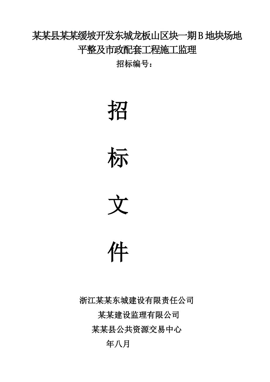 浙江某地块市政配套工程施工监理招标文件.doc_第1页