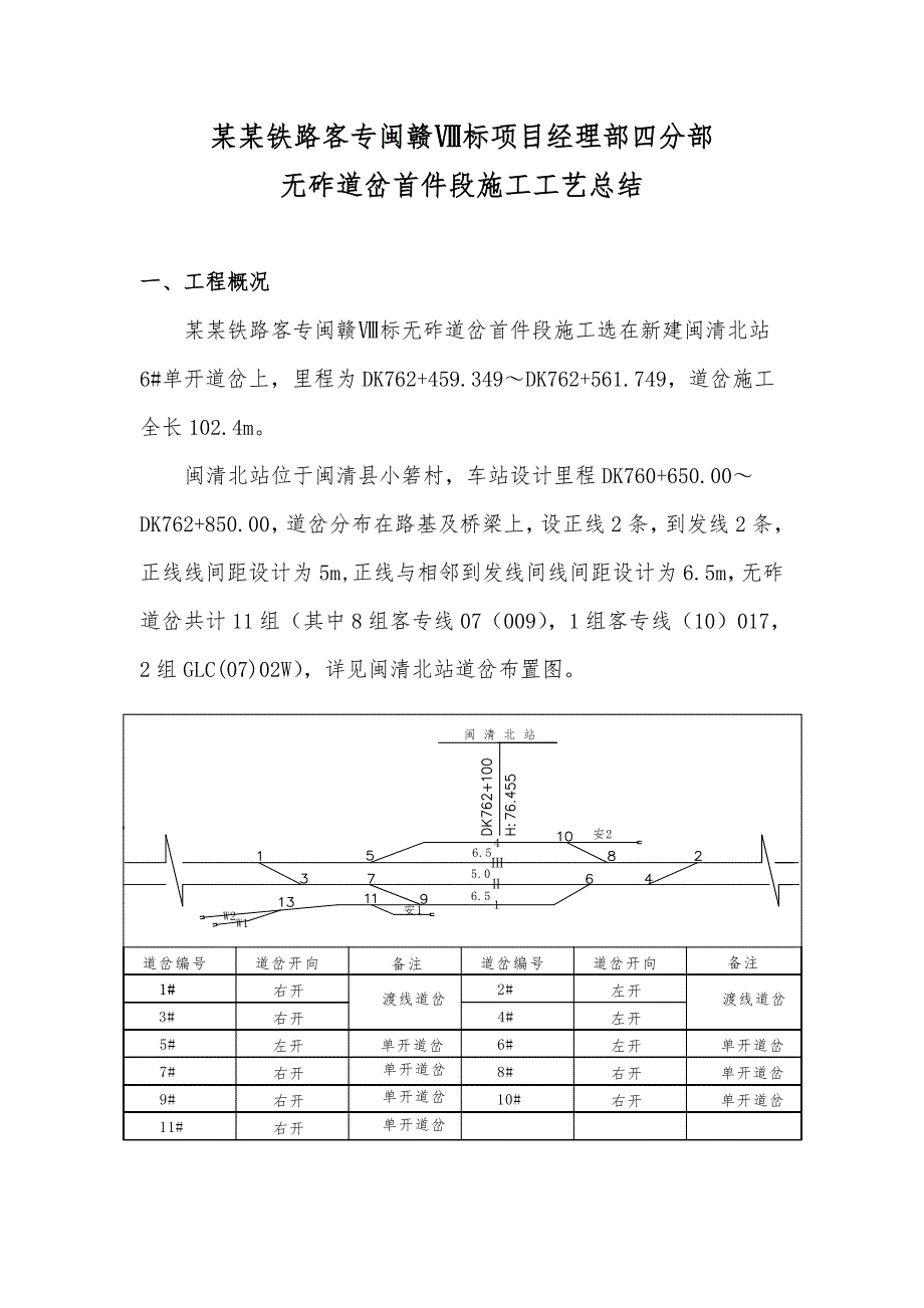 京福铁路无砟道岔首件段施工工艺总结.doc_第1页