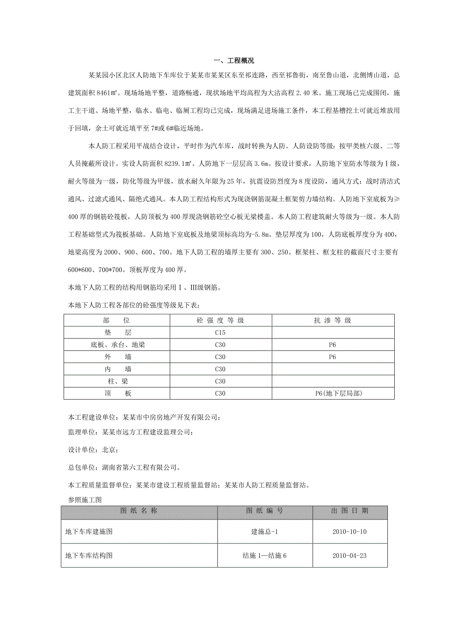 住宅小区人防地下车库工程施工组织设计河北附示意图.doc_第1页