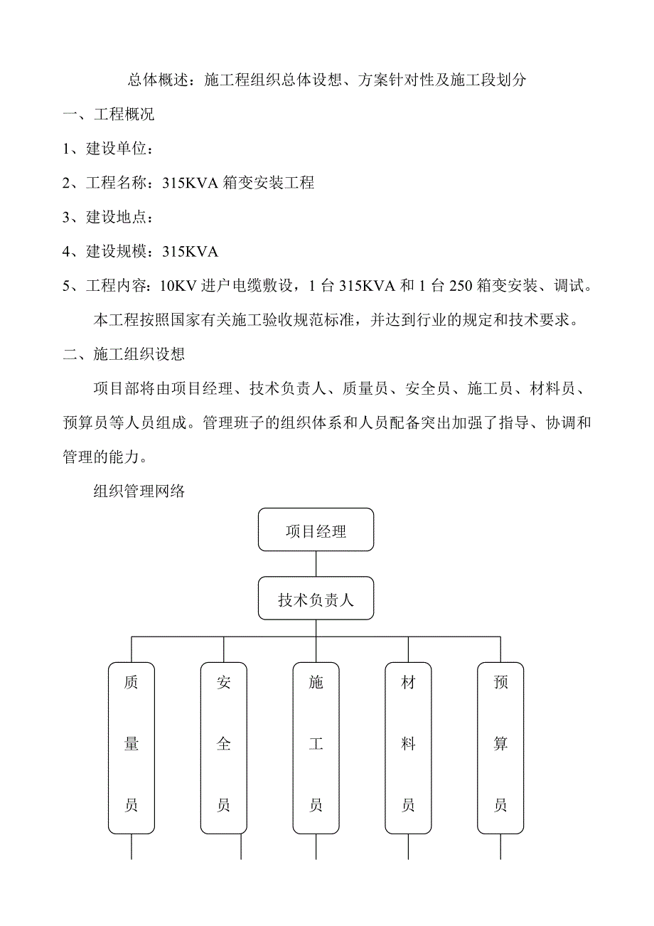 住宅小区315KVA箱变安装工程施工组织设计#投标文件.doc_第3页