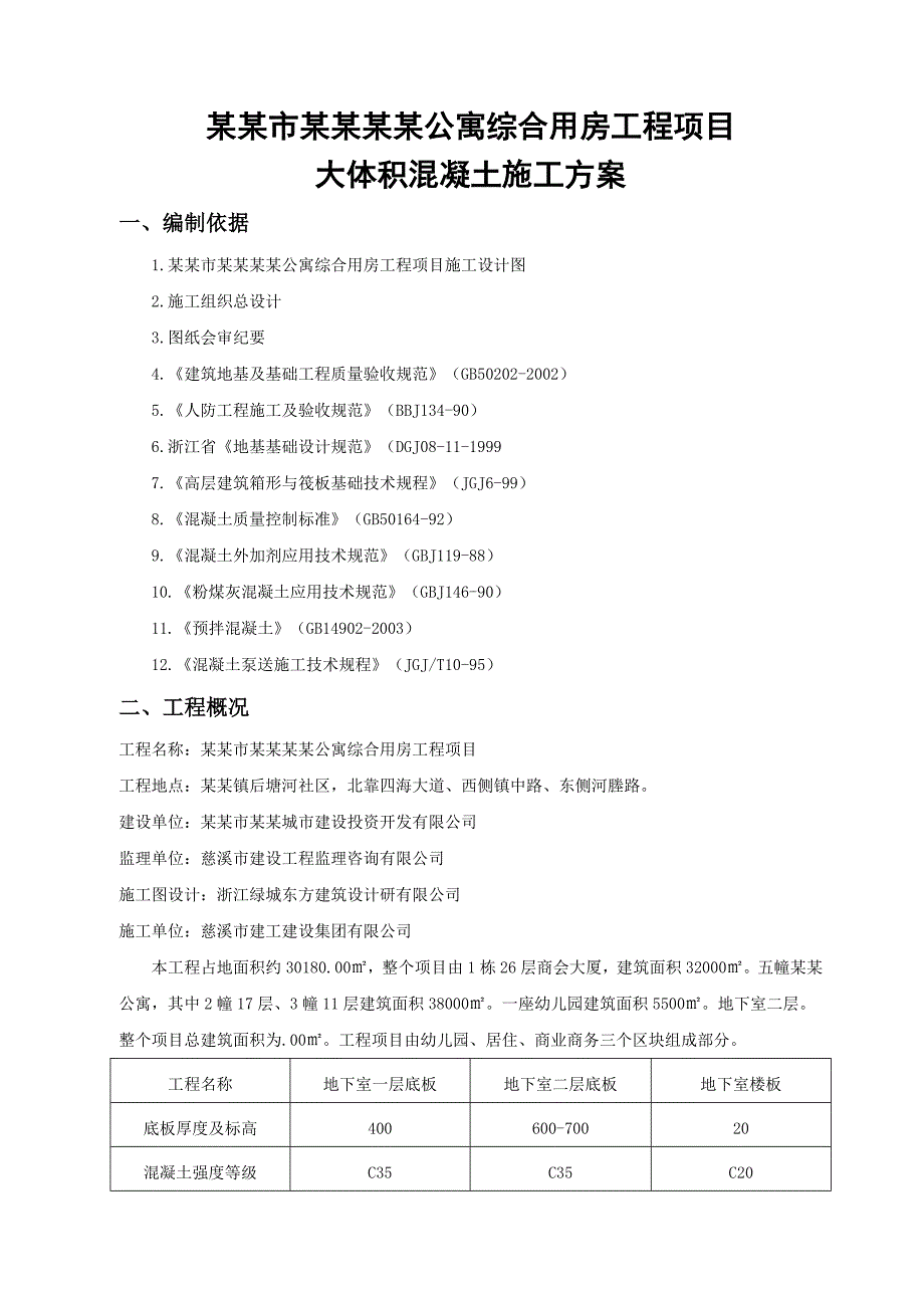 余姚市泗门人才公寓综合用房工程项目大体积混凝土施工方案.doc_第1页