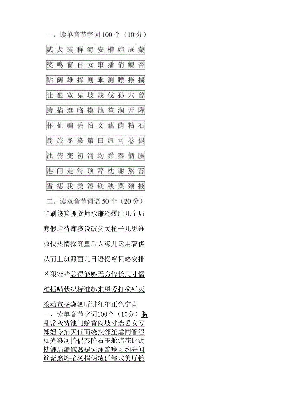 (二甲必备)普通话测试试卷10套.docx_第3页