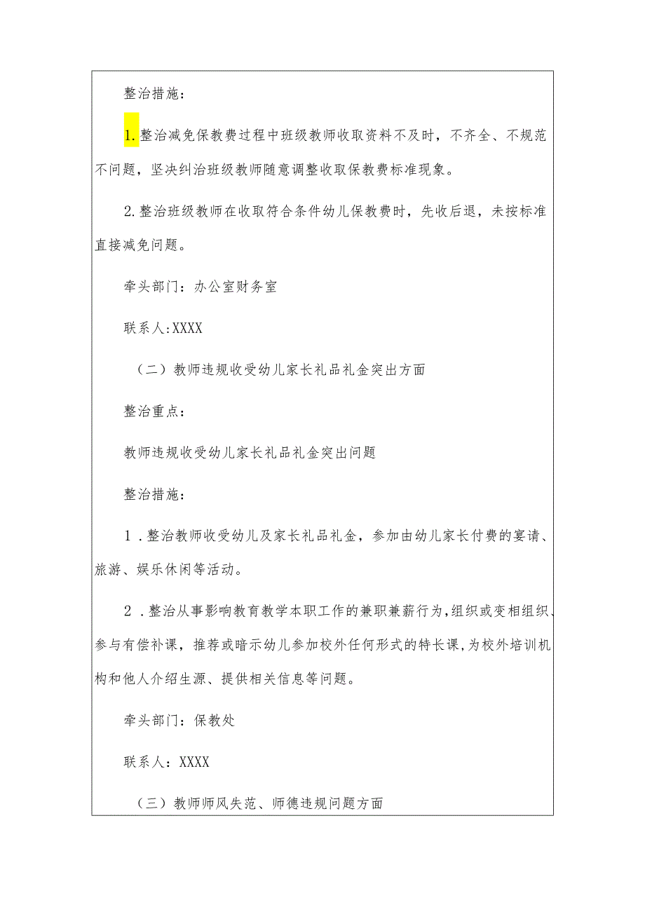 2024幼儿园教育领域不正之风和腐败问题专项整治工作的方案.docx_第2页