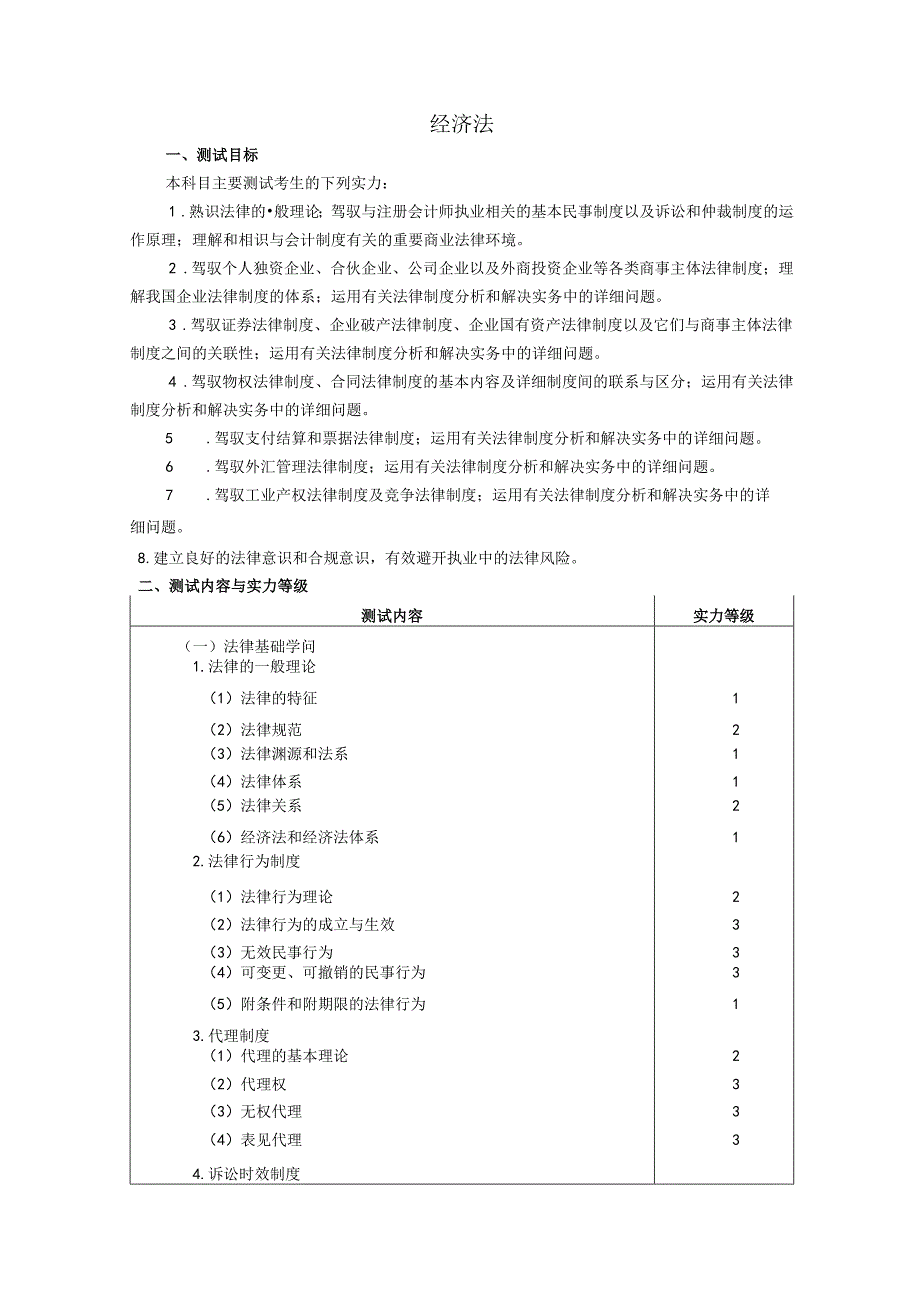 2024注册会计师考试大纲--经济法.docx_第1页