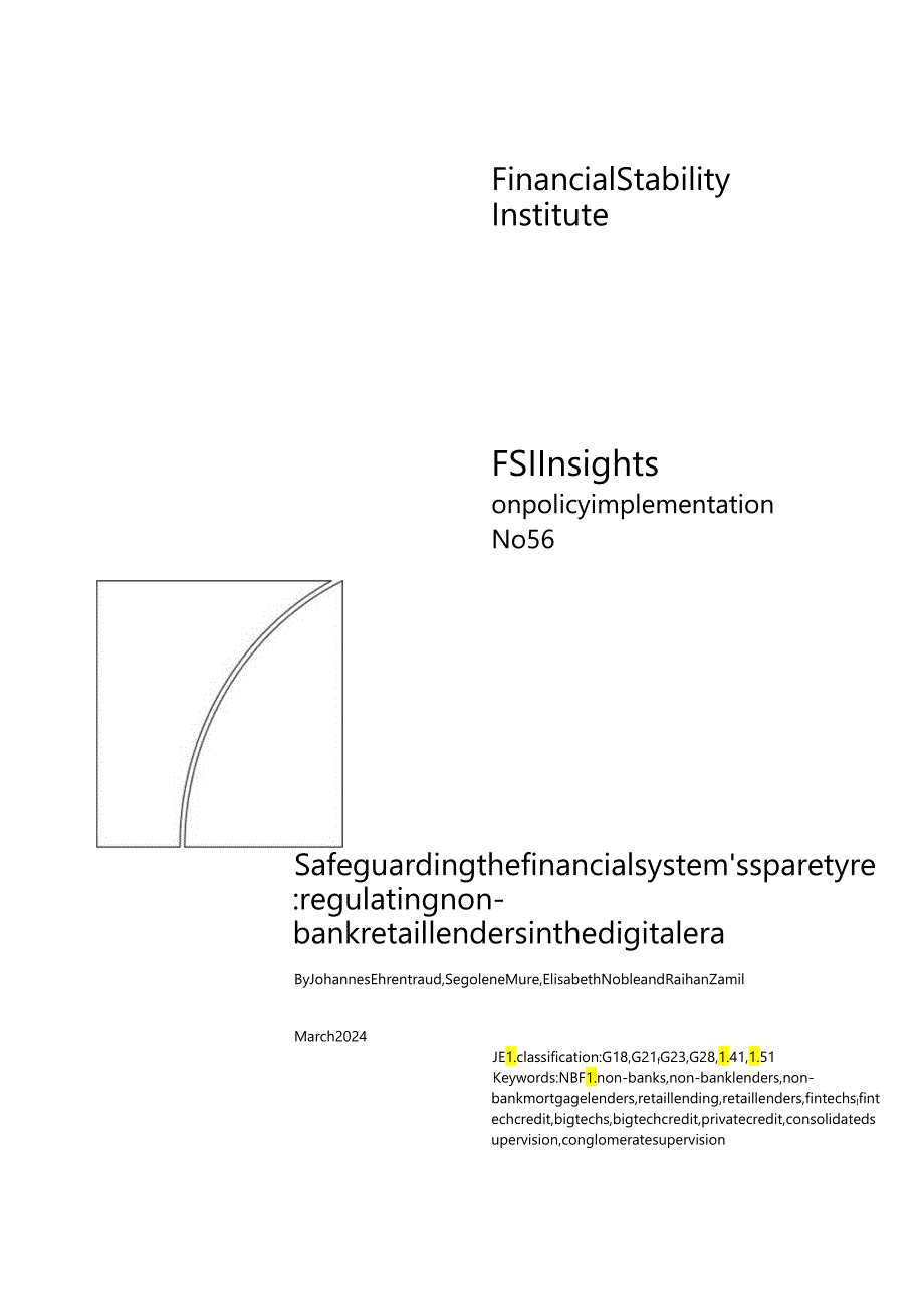 国际清算银行-保护金融系统的备胎：数字时代监管非银行零售贷款机构（英）-2024.3.docx_第1页