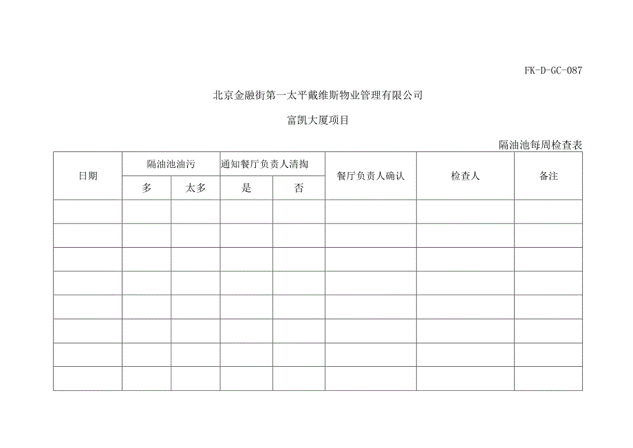 087隔油池检查表.docx_第1页