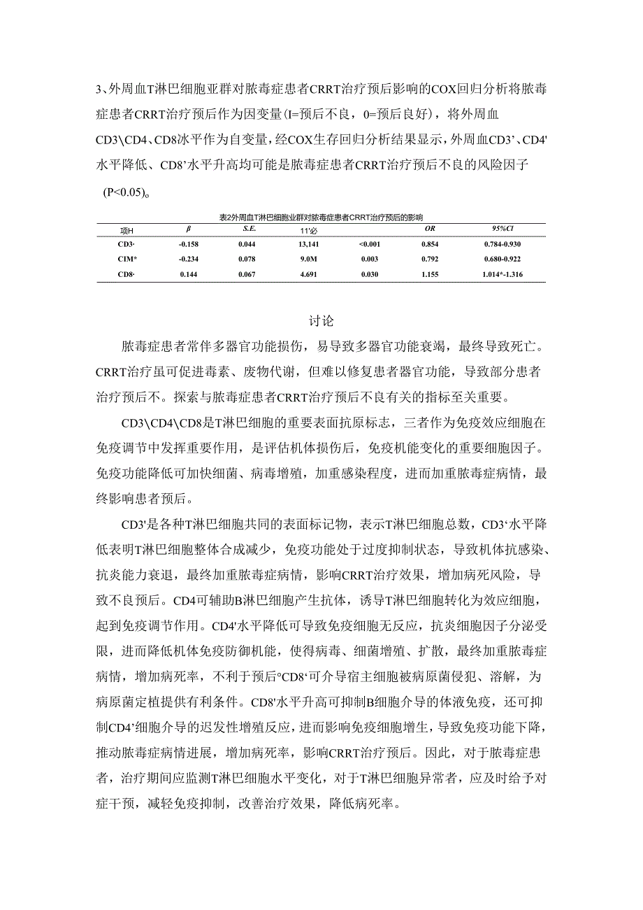 【DX-10】外周血Ｔ淋巴细胞亚群对脓毒症患者CRRT治疗预后的影响.docx_第3页