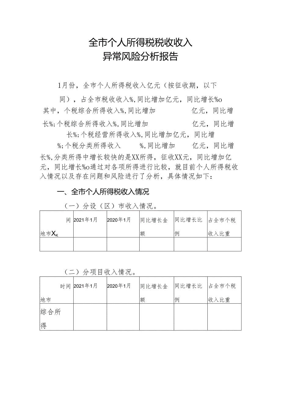 个人所得税税收收入异常风险分析报告(报告样例）.docx_第1页