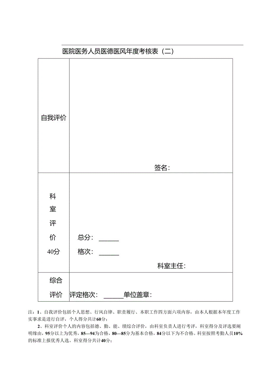 医院医务人员医德医风年度考核表(医者仁心).docx_第2页