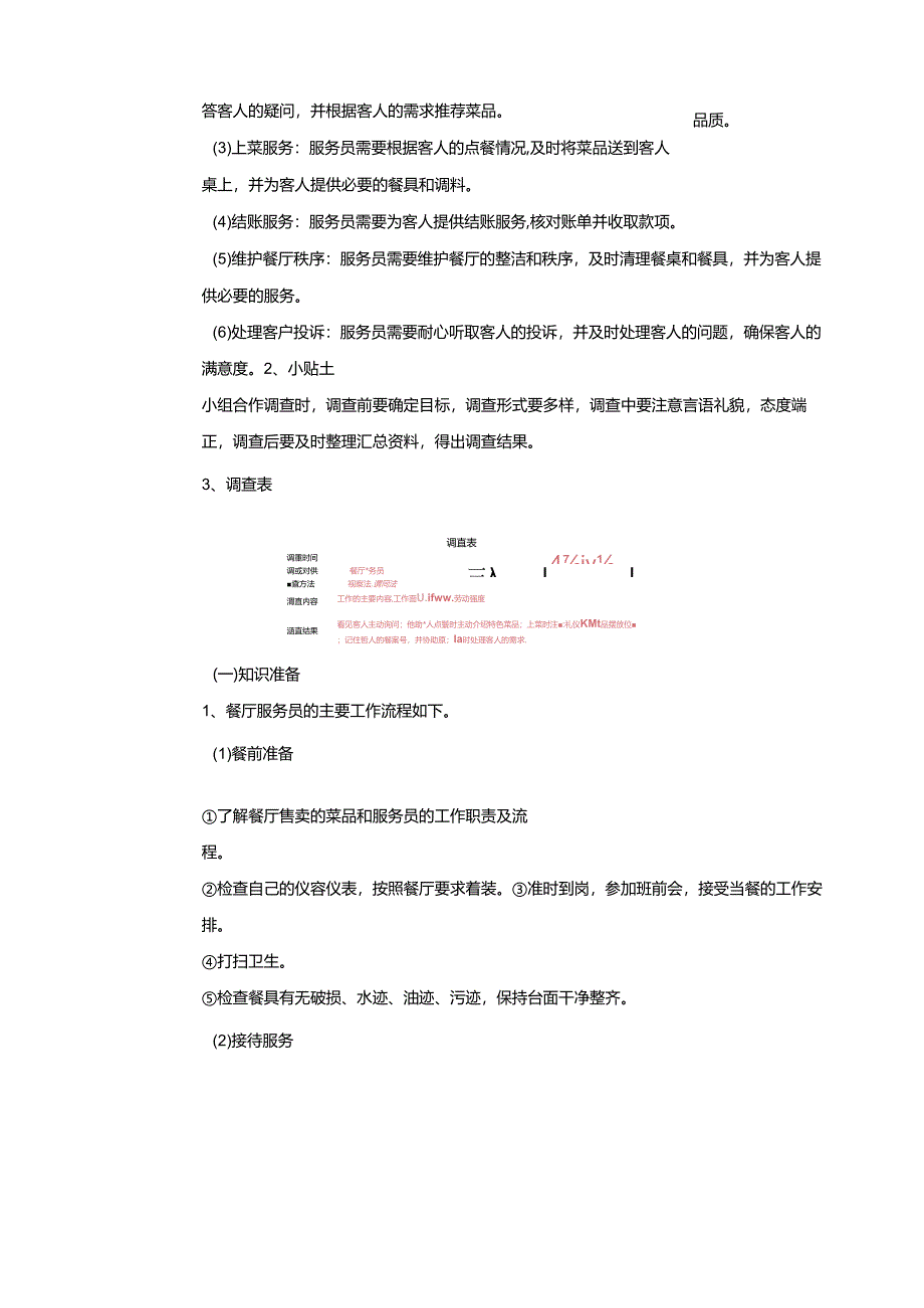 人教版劳动教育实践活动手册八年级上册 劳动项目十 体验餐厅服务员工作 教学设计.docx_第2页