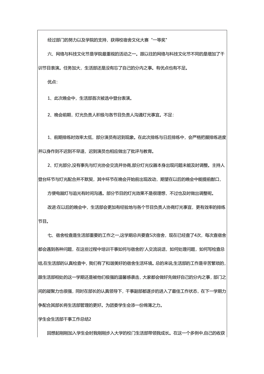 2024年学生会生活部干事工作总结.docx_第2页