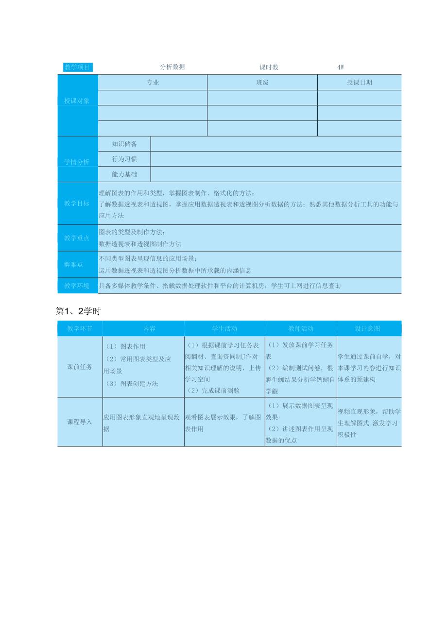 高教版信息技术《4.3分析数据 任务一 使用图表》教案.docx_第1页