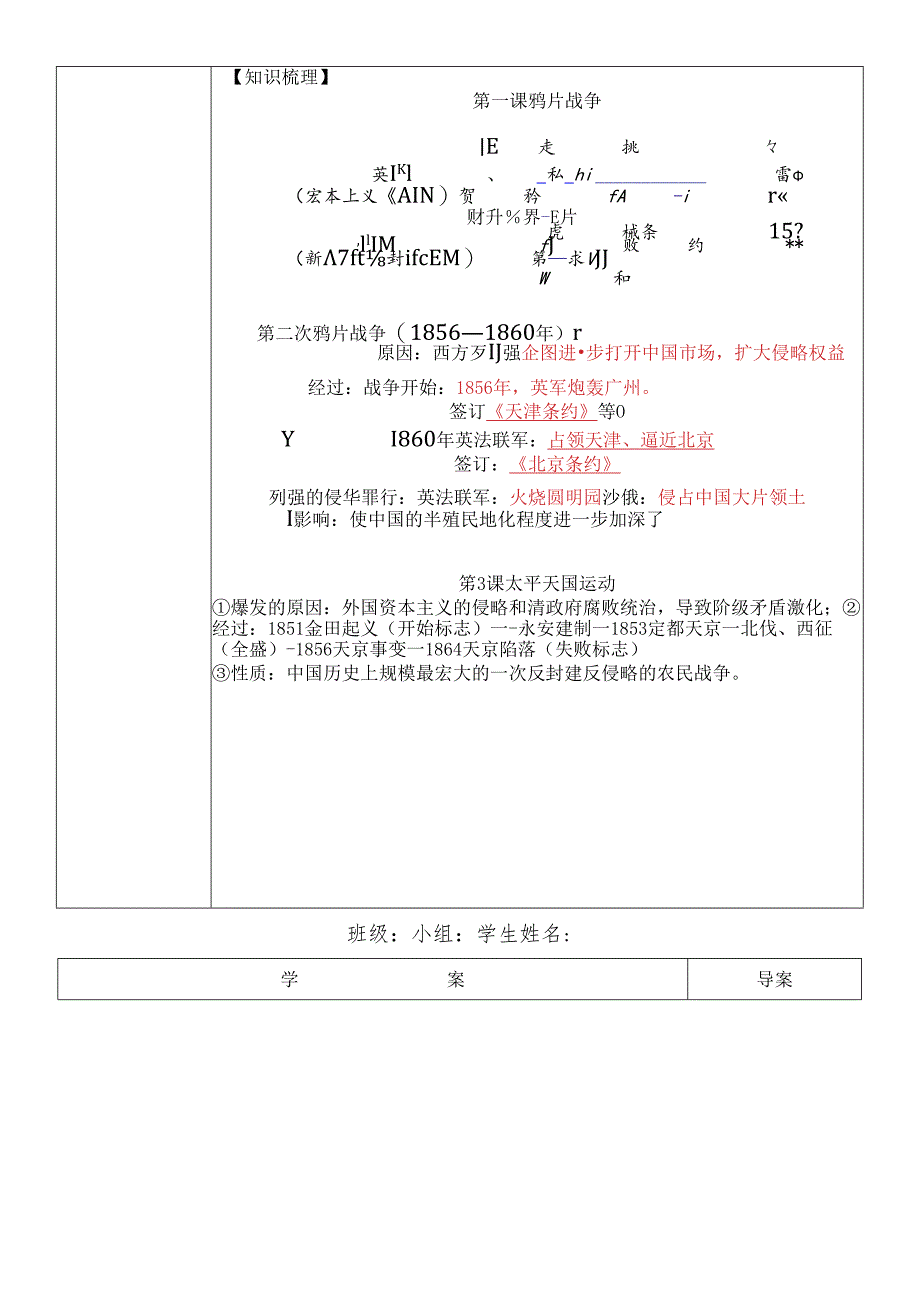 人教部编版八年级上册第一单元中国开始沦为半殖民地半封建社会复习学案.docx_第2页