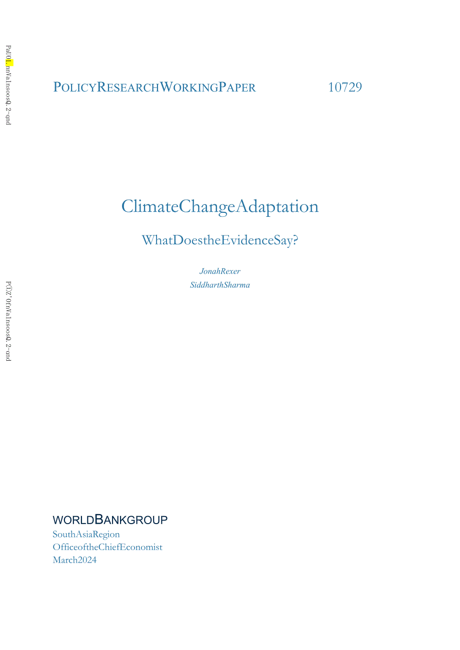 世界银行-气候变化适应：证据说明了什么？（英）-2024.3_市场营销策划_2024年市场报告-3月.docx_第1页