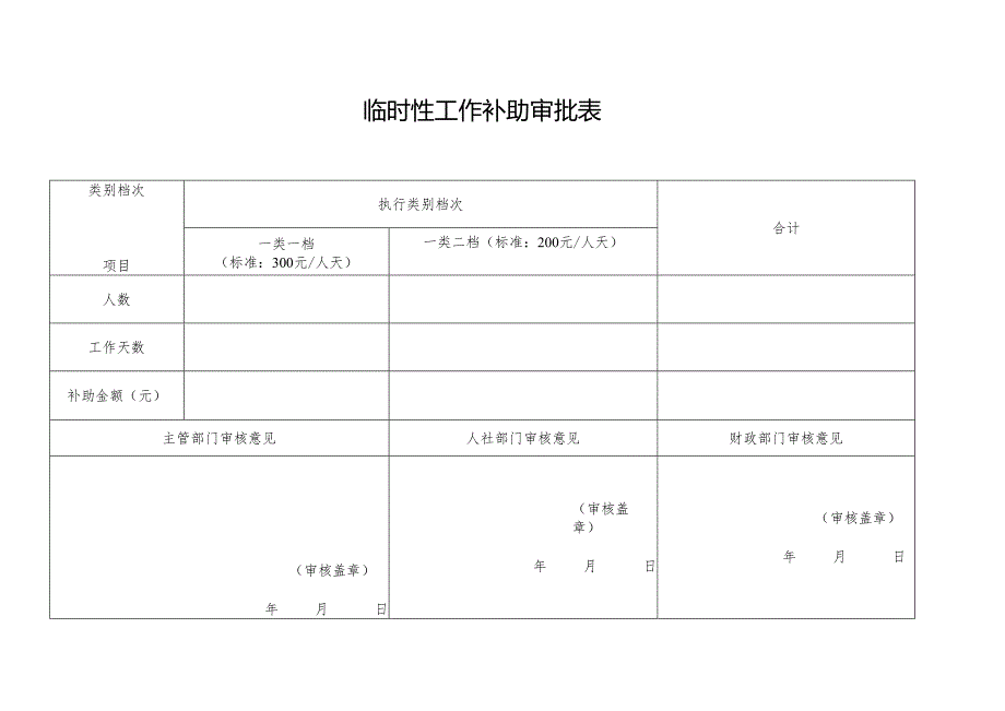 临时性工作补助审批表格.docx_第1页