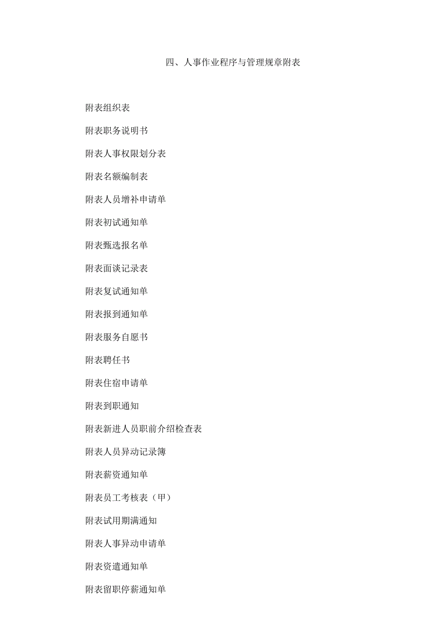 4人事作业程序与管理规章附表.docx_第1页