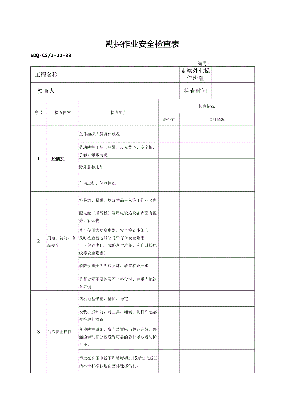 SDQ-CSJ-22-03勘探作业安全检查表.docx_第1页