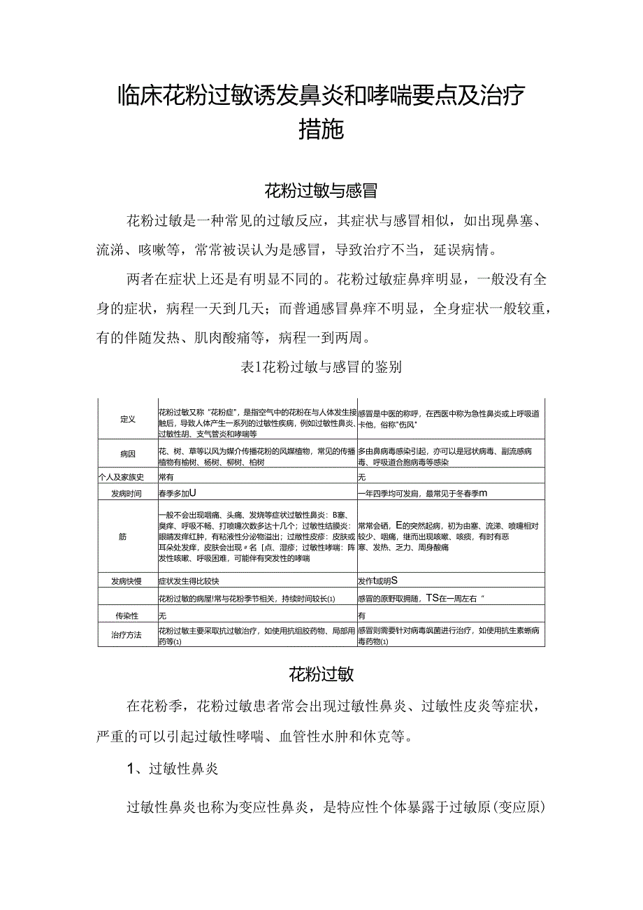 临床花粉过敏诱发鼻炎和哮喘要点及治疗措施.docx_第1页