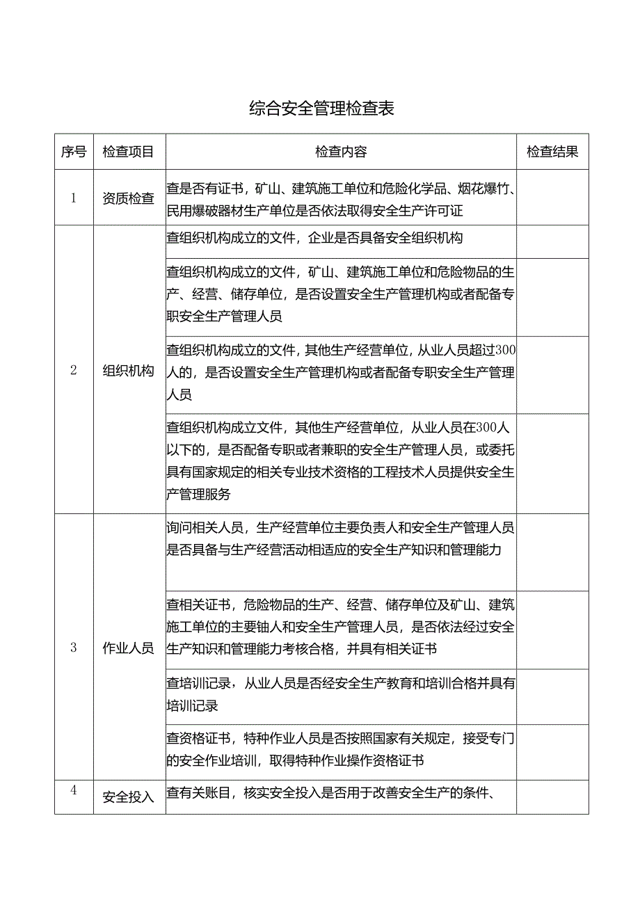 综合安全管理检查表.docx_第1页