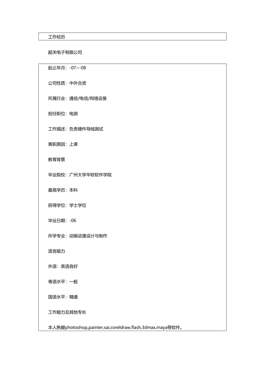 2024年动漫设计工程师求职简历.docx_第2页