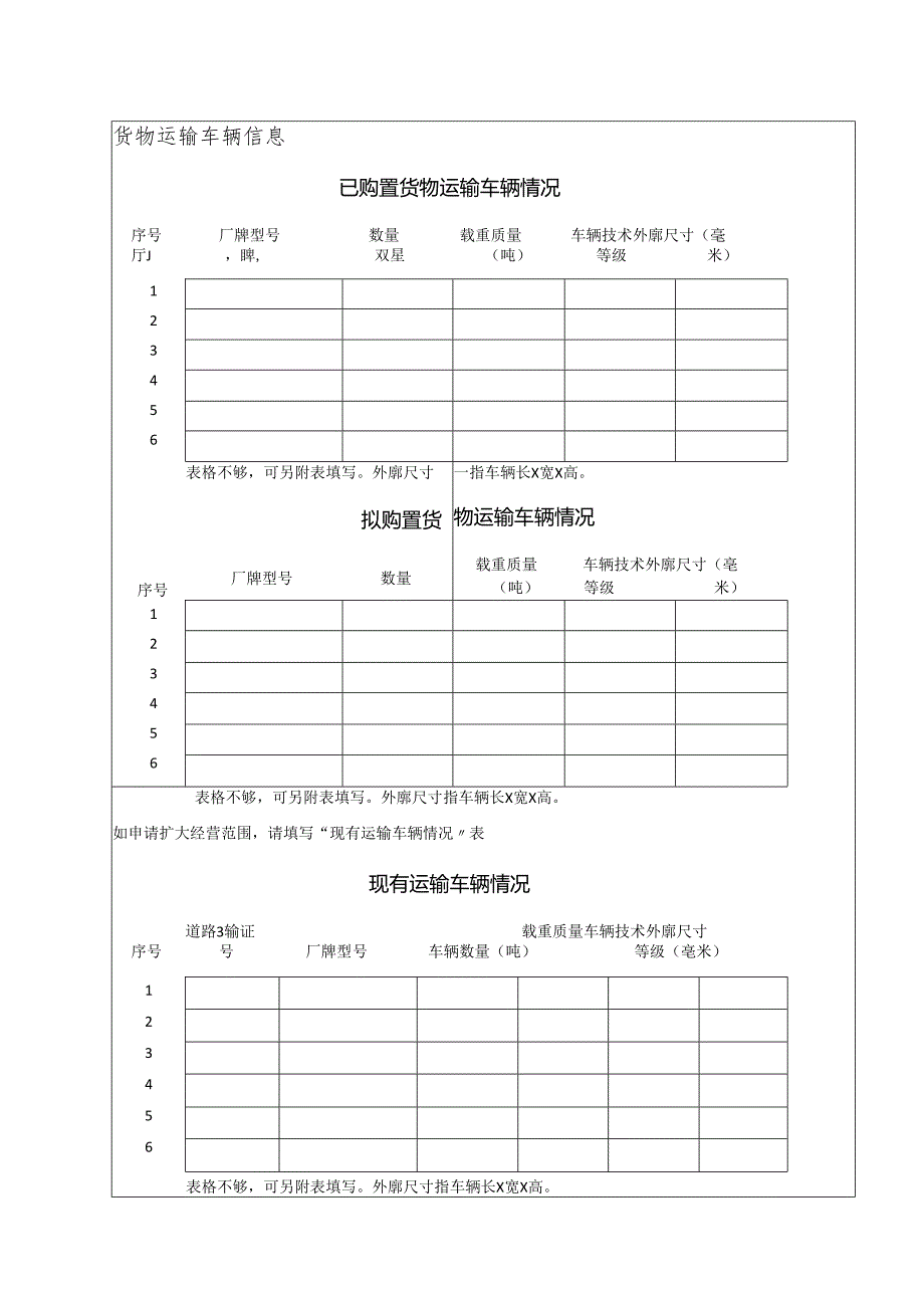 货运公司道路货物运输经营申请表 附表1.docx_第2页