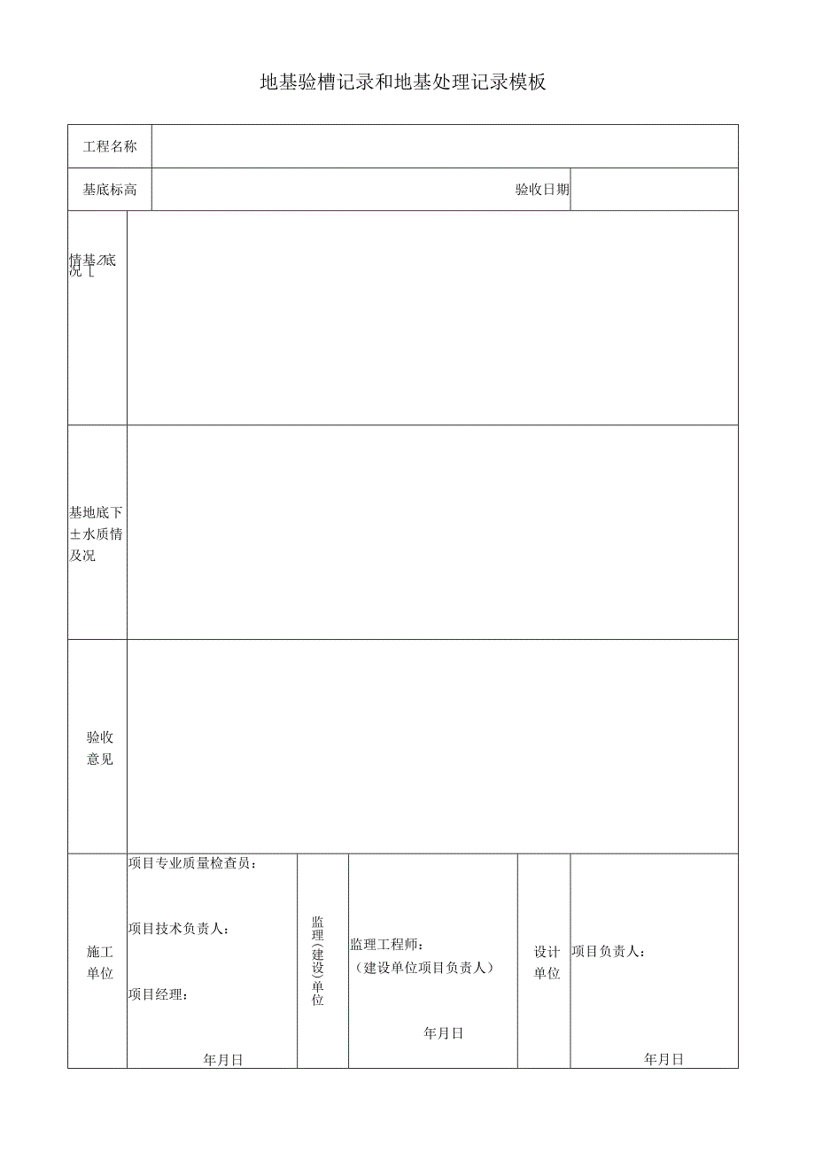 地基验槽记录和地基处理记录模板.docx_第1页