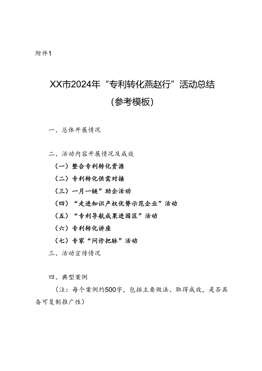 XX市2024年“专利转化燕赵行”活动总结（参考模板）.docx_第1页