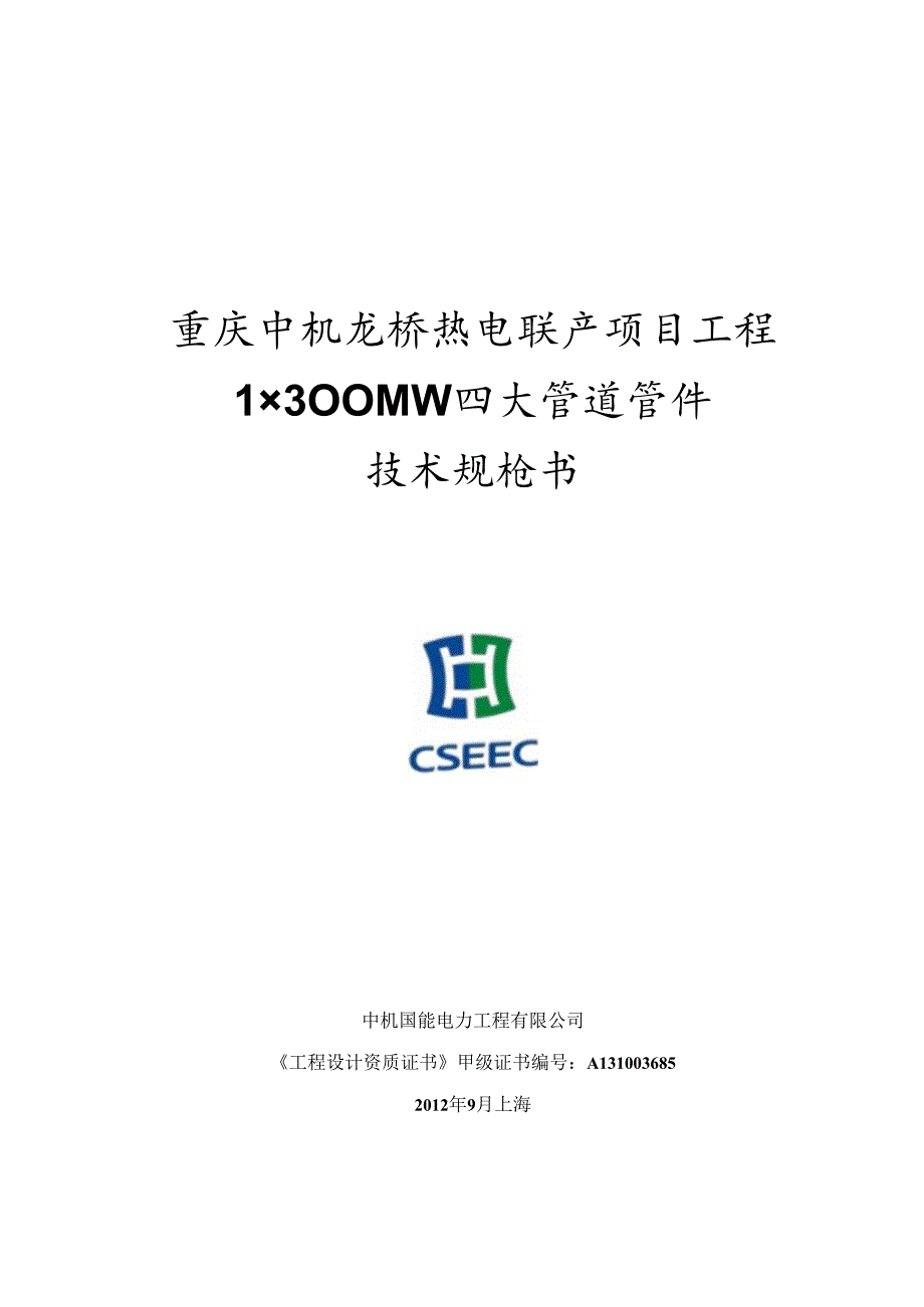 300MW四大管道管件 技术规范书.docx_第1页