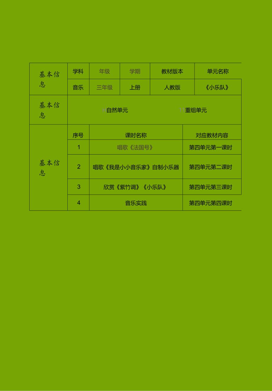 人教版小学音乐三年级上册《小乐队》单元作业设计 (优质版).docx_第2页