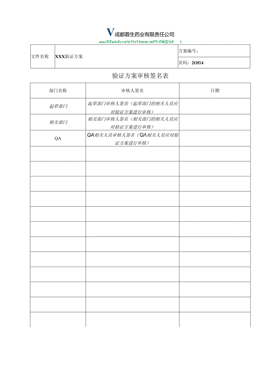 QA-S7.5.6-003 2013年验证方案模板（中文版）（审批稿彩色打印）.docx_第2页