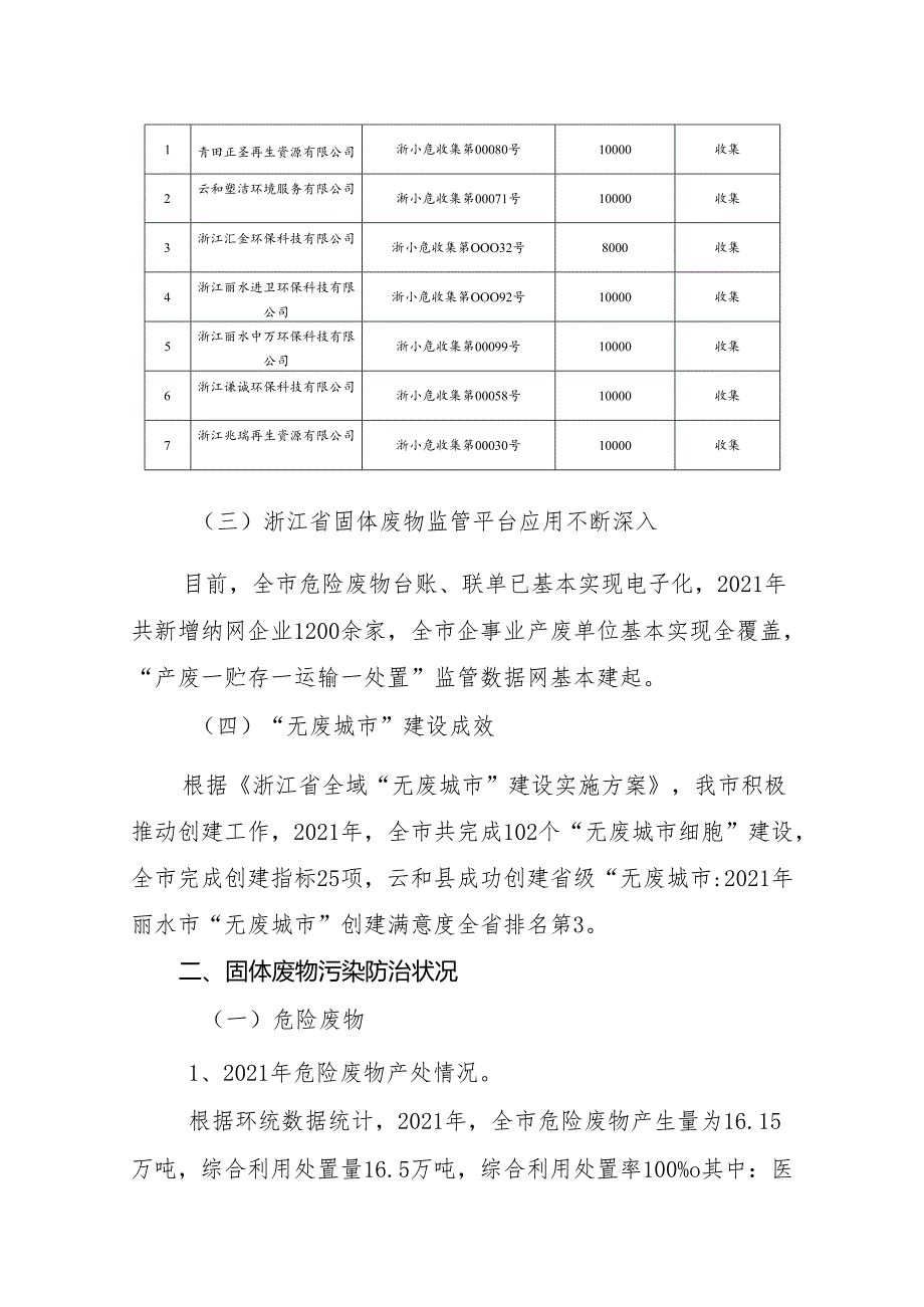 二O二一年丽水市固体废物污染环境防治信息.docx_第2页