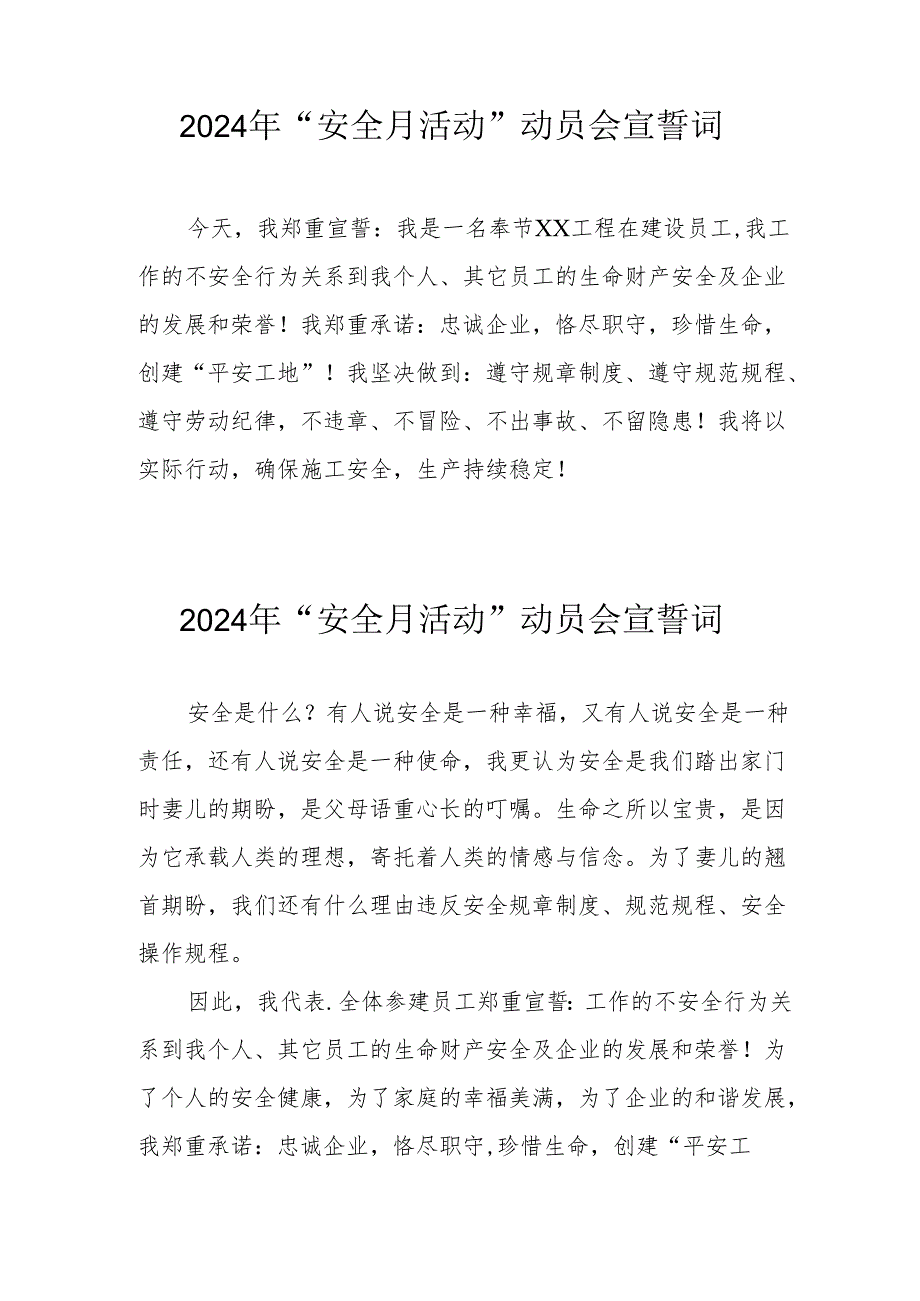 2024年企业《安全生产月》宣誓词 （7份）.docx_第2页