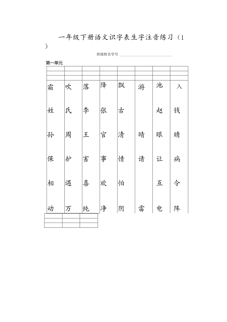 部编版一年级（下）生字注音 二类字注音 看拼音写词语练习.docx_第1页