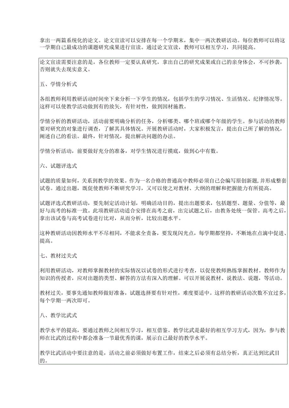 教师业务学习《开展教研活动几种有效方法》记录表.docx_第2页