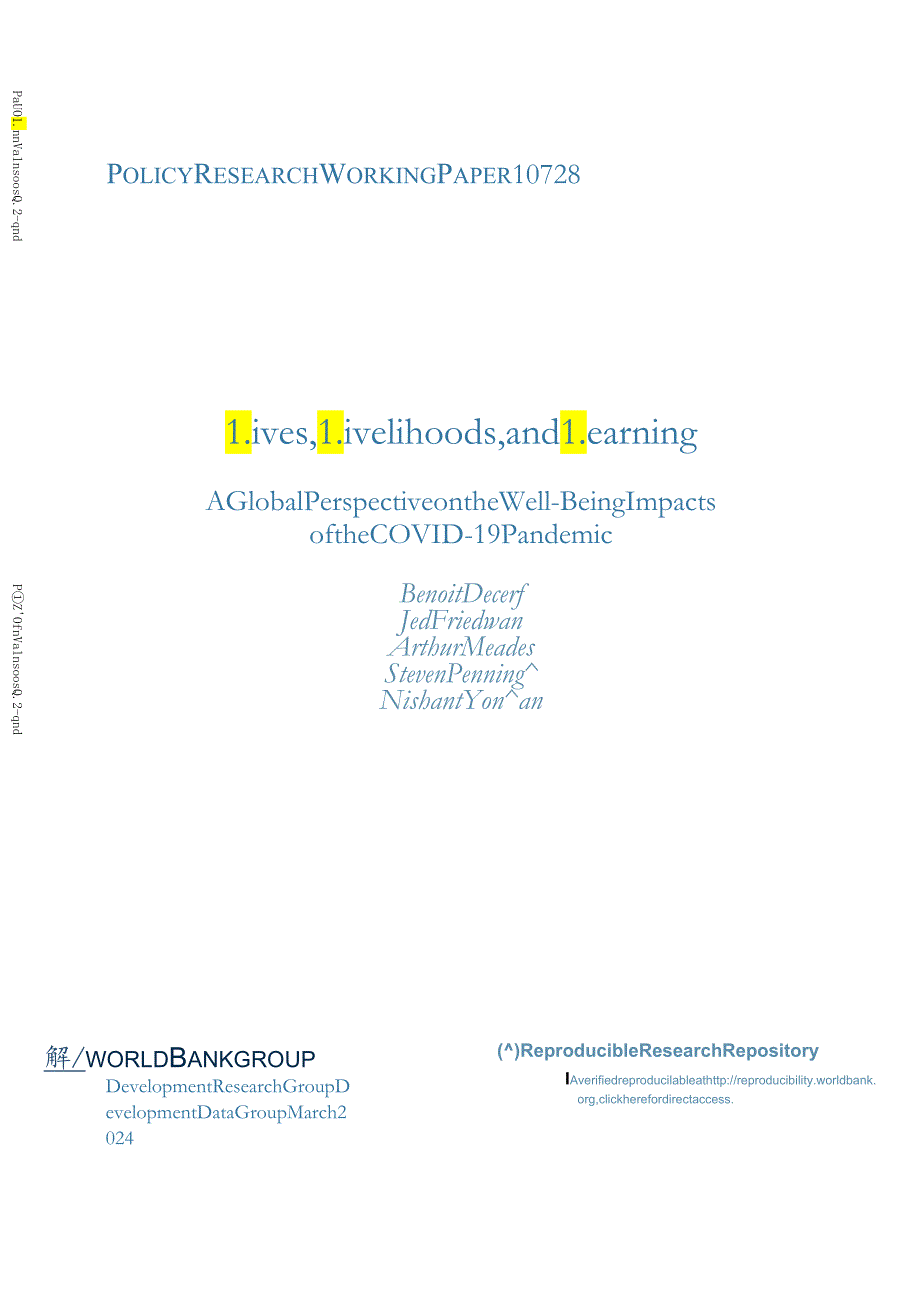 世界银行-生活、生计和学习：新冠肺炎大流行对健康影响的全球视角（英）-2024.3_市场营销策划_2.docx_第1页