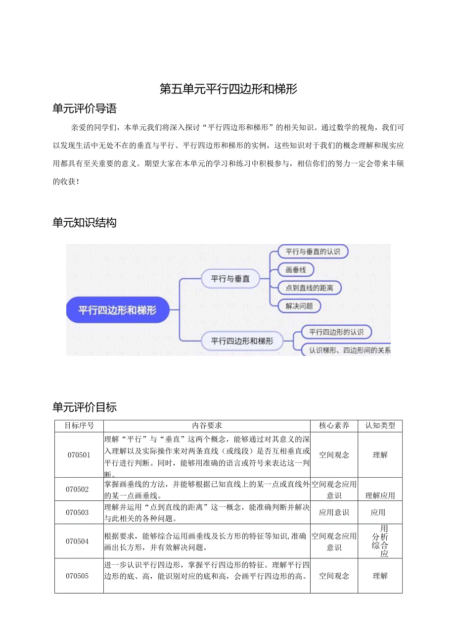 人教版四年级上册第五单元《平行四边形和梯形》单元作业设计.docx_第1页