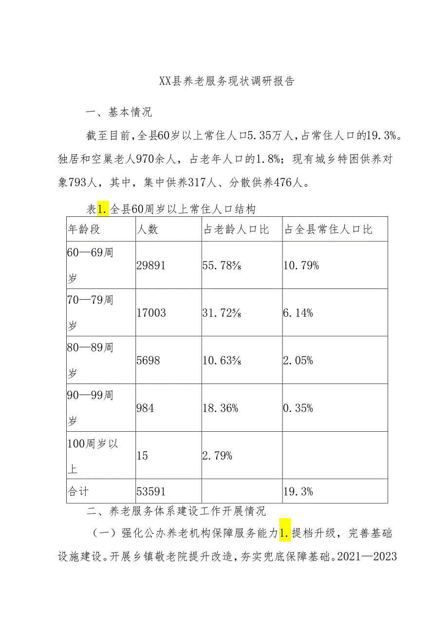 XX县养老服务现状调研报告.docx_第1页