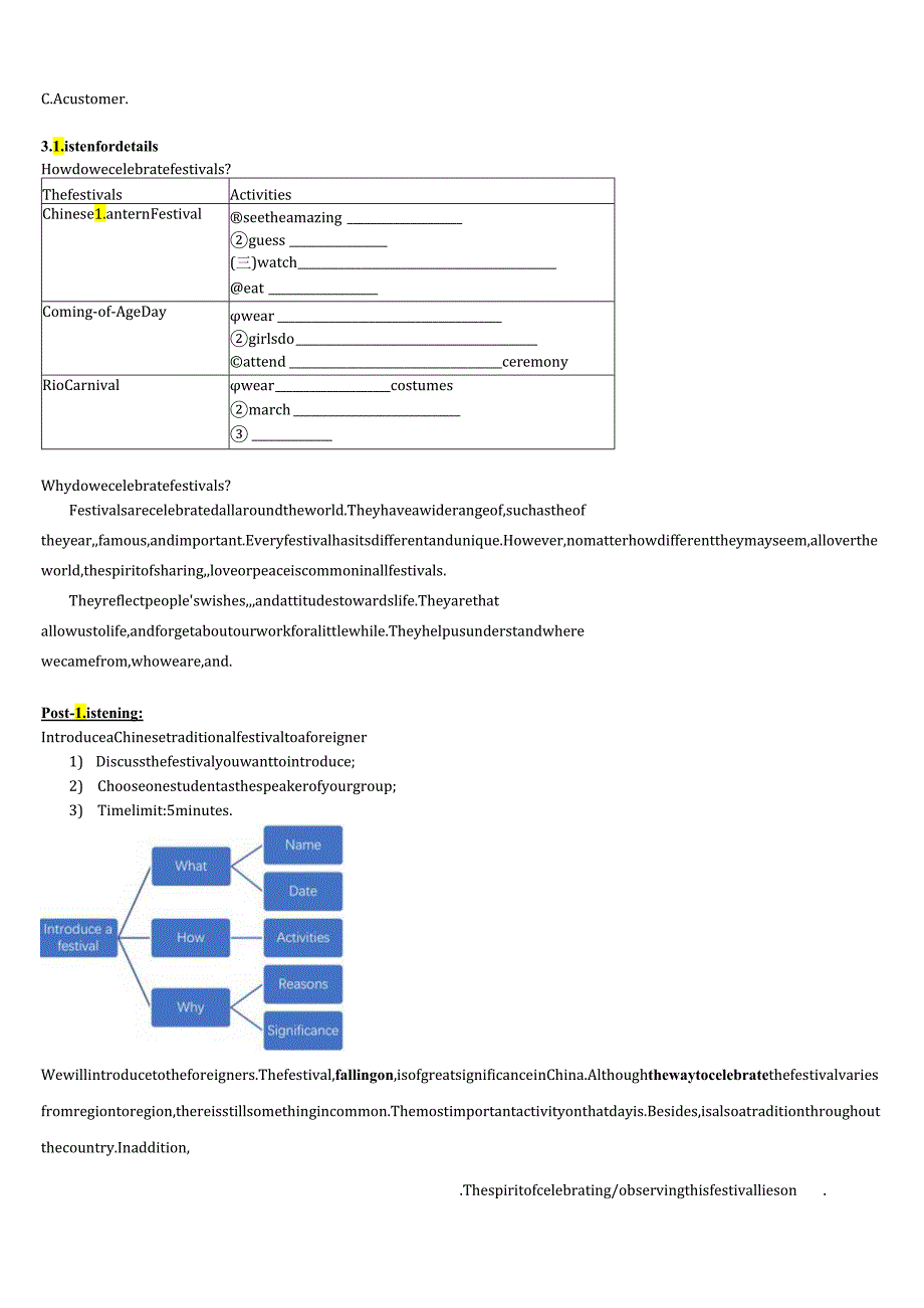 人教版（2019）必修第三册Unit 1 Festivals and Celebrations Listening and Speaking 导学案.docx_第2页