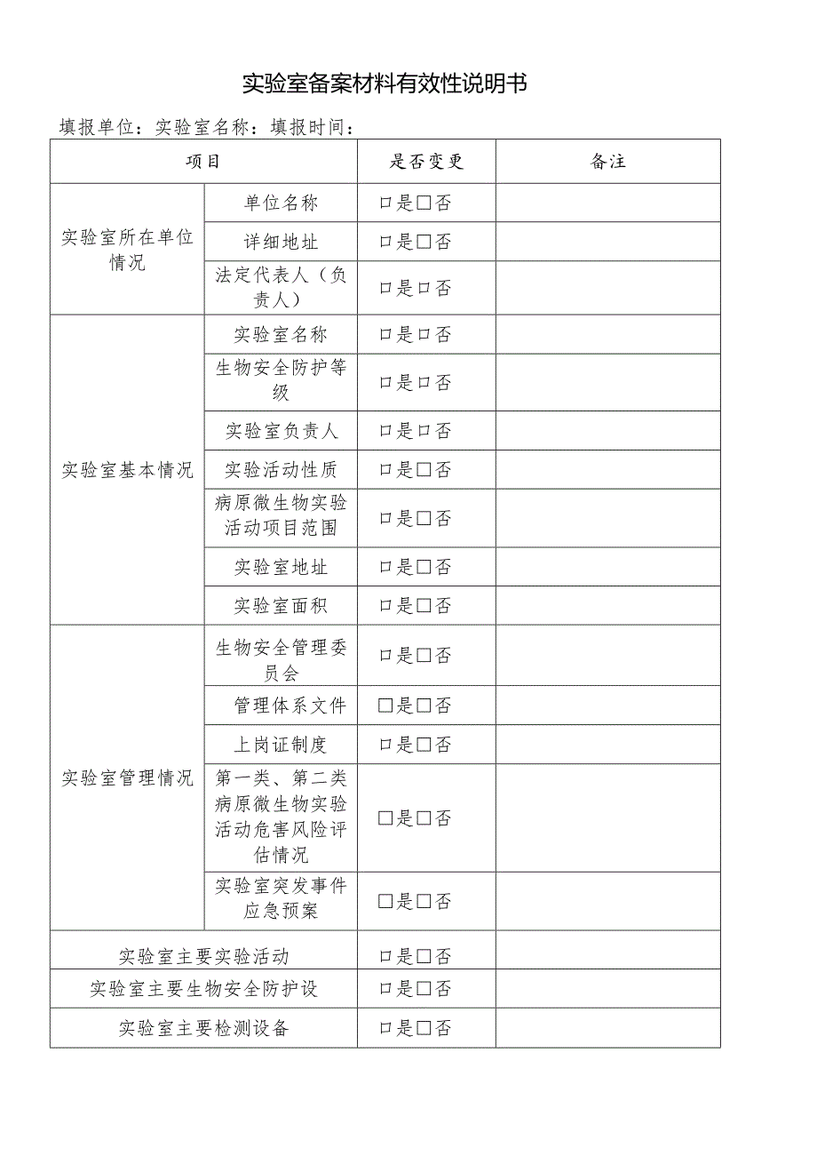 实验室备案材料有效性说明书.docx_第1页