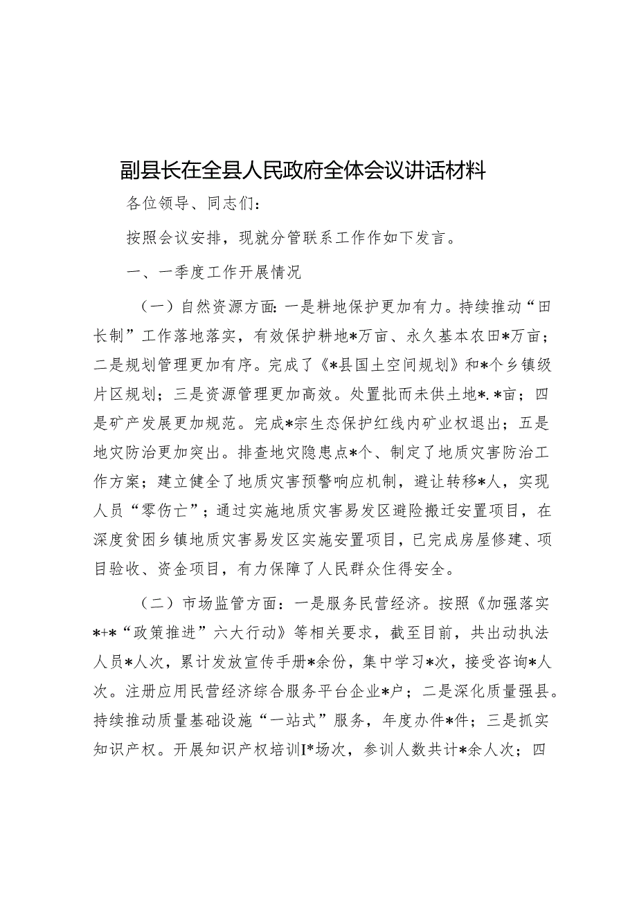 在县政府全体会议上的讲话（副县长）.docx_第1页