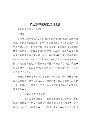 被巡察单位纪检工作汇报&巡视巡察工作动员会上的总结讲话提纲.docx