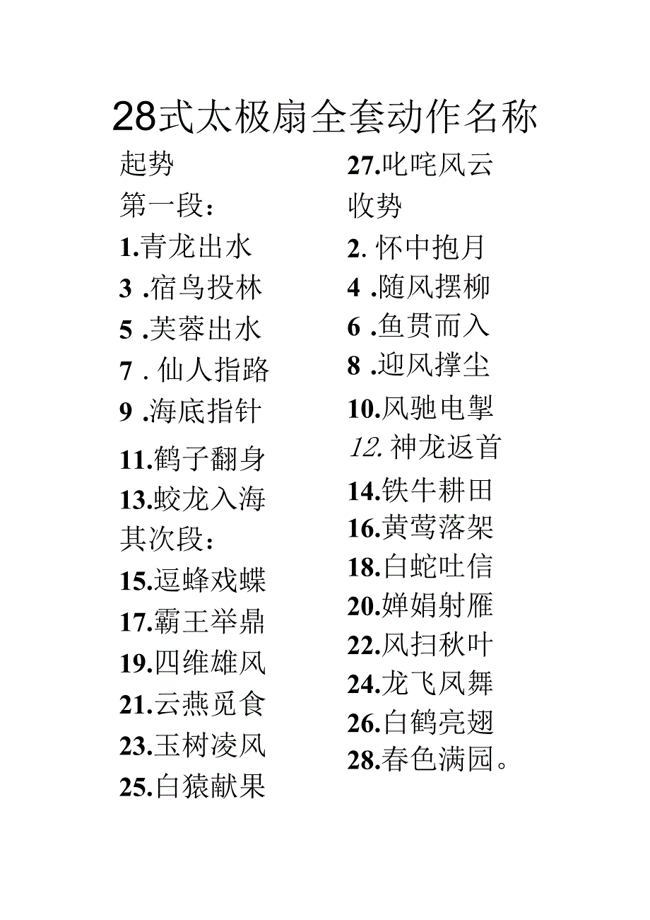 28式太极扇全套动作名称.docx_第1页