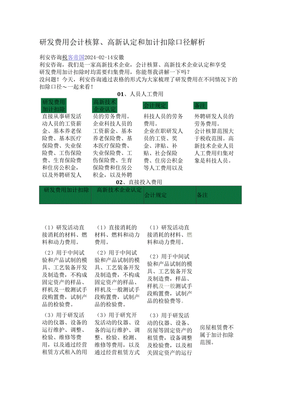 研发费用会计核算、高新认定和加计扣除口径解析.docx_第1页