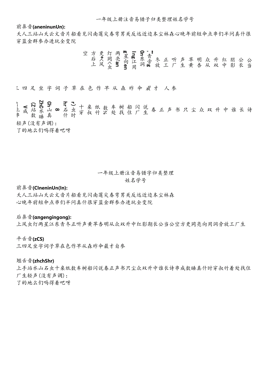 一年级易错字读音整理.docx_第1页