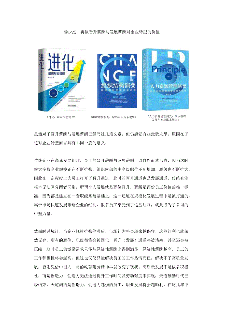 杨少杰：再谈晋升薪酬与发展薪酬对企业转型的价值.docx_第1页