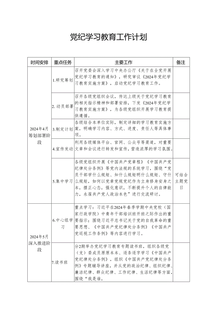 2024年乡镇党纪学习教育工作计划.docx_第1页