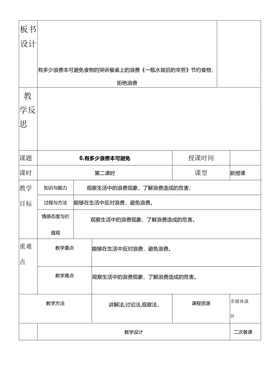 部编版四年级下册道德与法治有多少浪费可以避免教学设计.docx_第3页