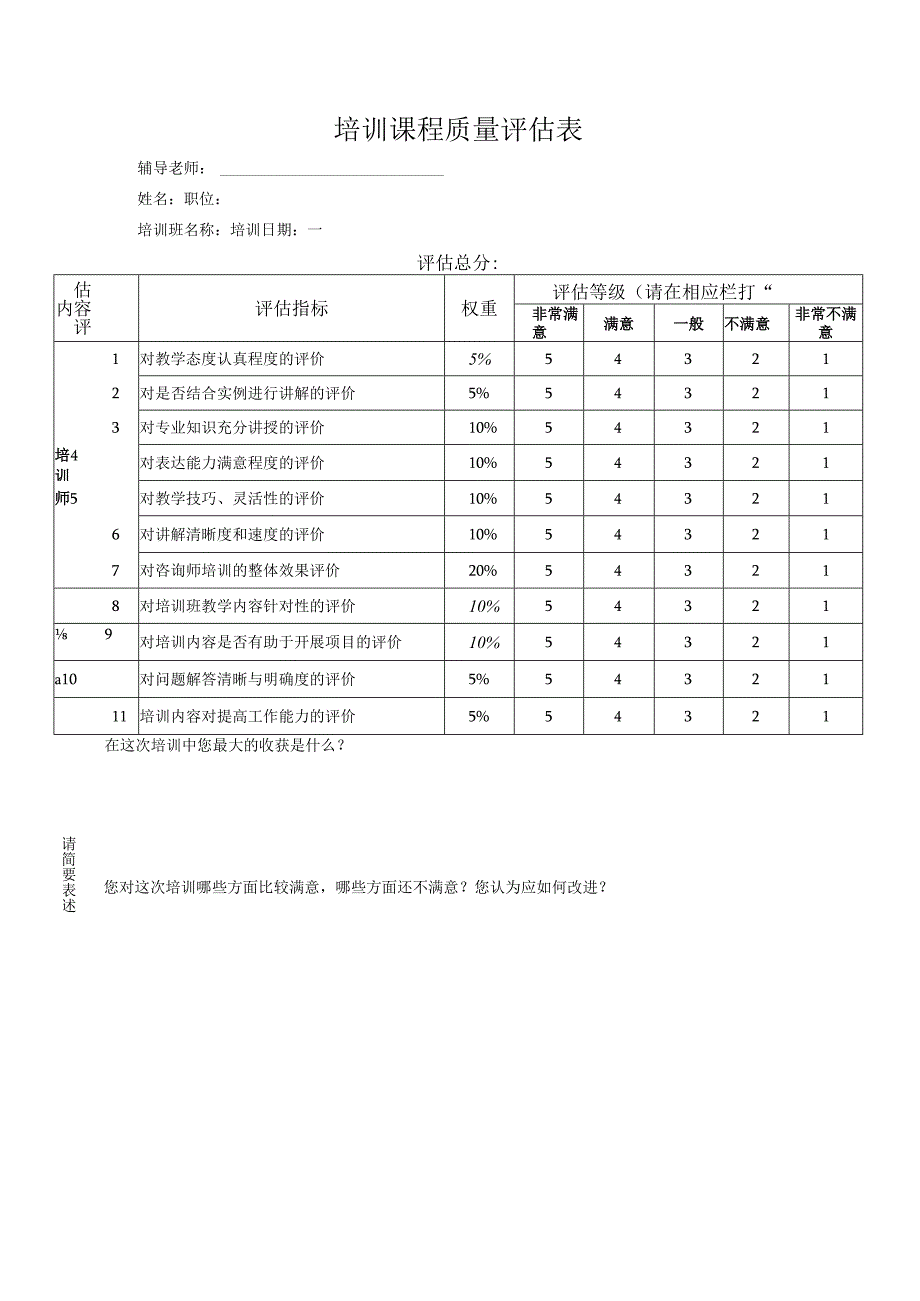 培训课程评估表.docx_第1页