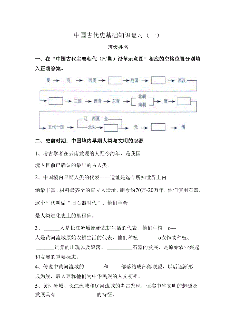 中国古代史复习（第一册）.docx_第1页