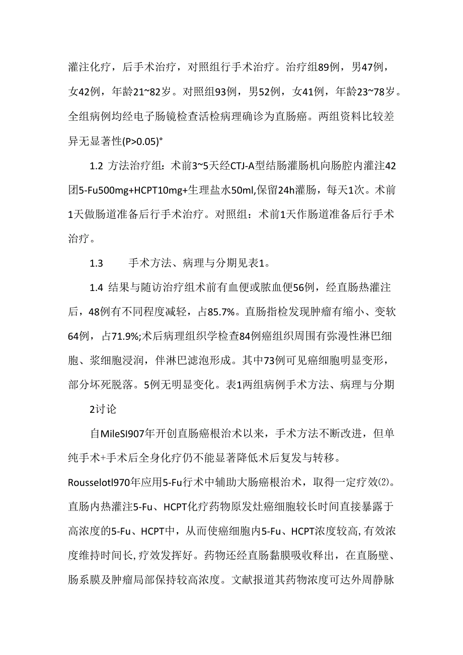 关于直肠内热灌注化疗在直肠癌术前的临床应用.docx_第2页